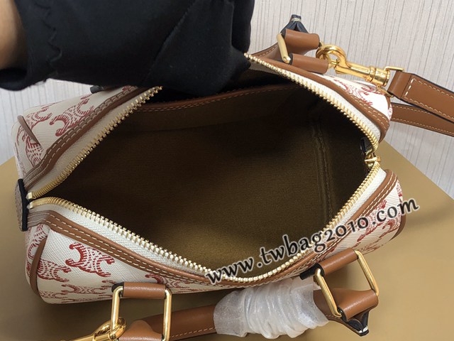Celine專櫃2023新款手提枕頭包 賽琳小號標誌印花牛皮革波士頓包 sldj2302